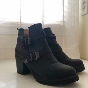 Chunky Heeled Moto Boots